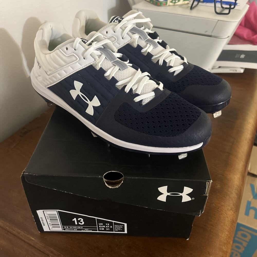 Under Armour Yard Low ST. Navy/White Baseball Cleats US Men’s Size 13 Brand New!